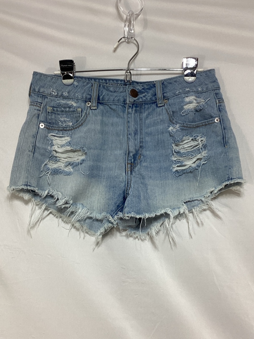 American Eagle Outfitters Size 8 Light Blue Distressed Denim Shorts